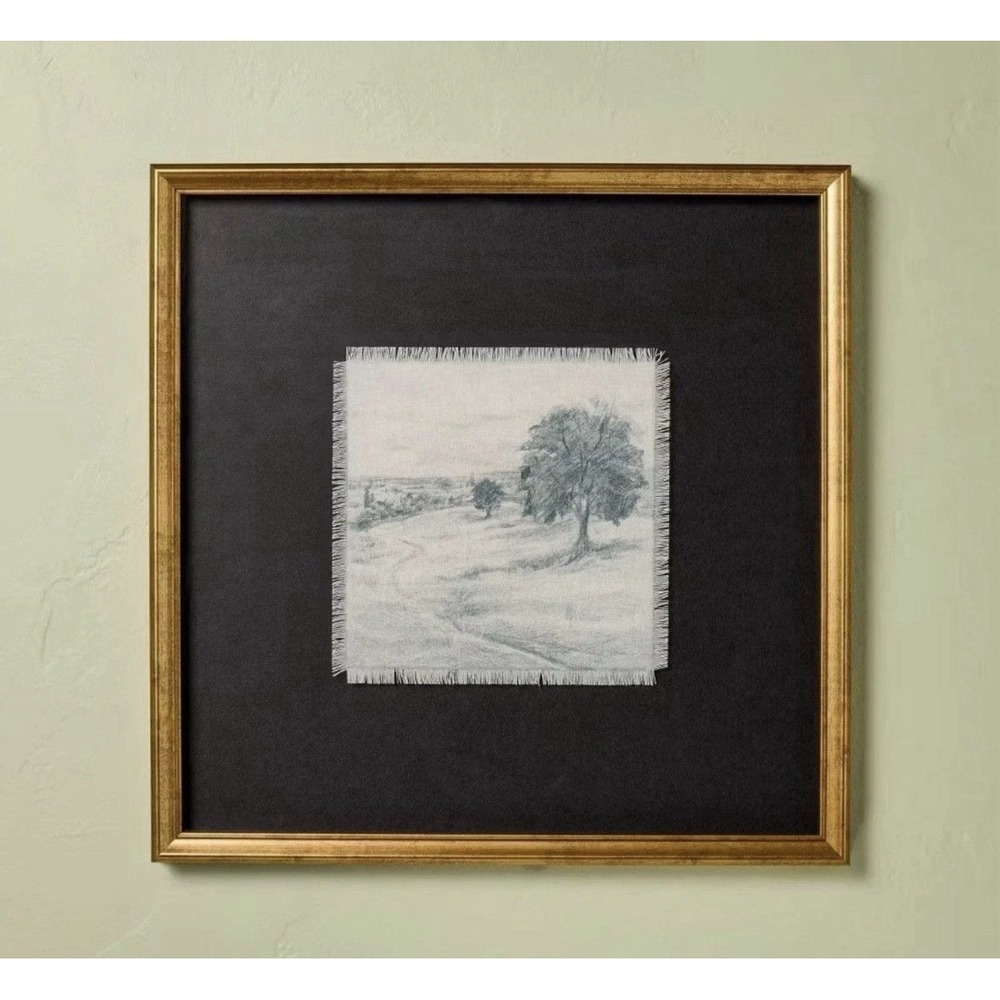 18"x18" Square Matte Black Landscape Framed Wall Art- Hearth & Hand